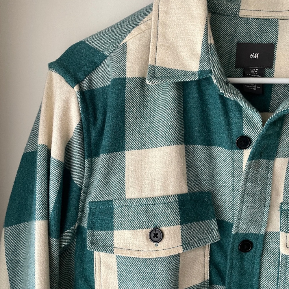 Teal and Cream Buffalo Check Flannel